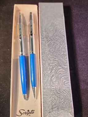 Scripto Blue Pen & Mechanical Pencil Set
